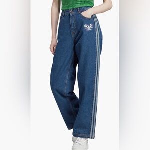Adidas Originals Alexander Wang X Naomi Utsu denim pants side tri-stripe size 4